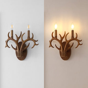 Oakley 13.25" 2-Light Southwestern Bohemian Resin/Iron Faux Antler LED Sconce - JONATHAN Y